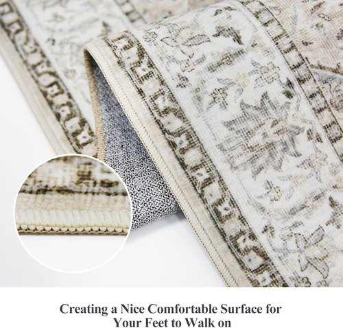 Hallway Washable Runner Rug - Vintage Soft Non-Slip 2x7 Entryway Carpet | Ideal for Kitchen & Living Room