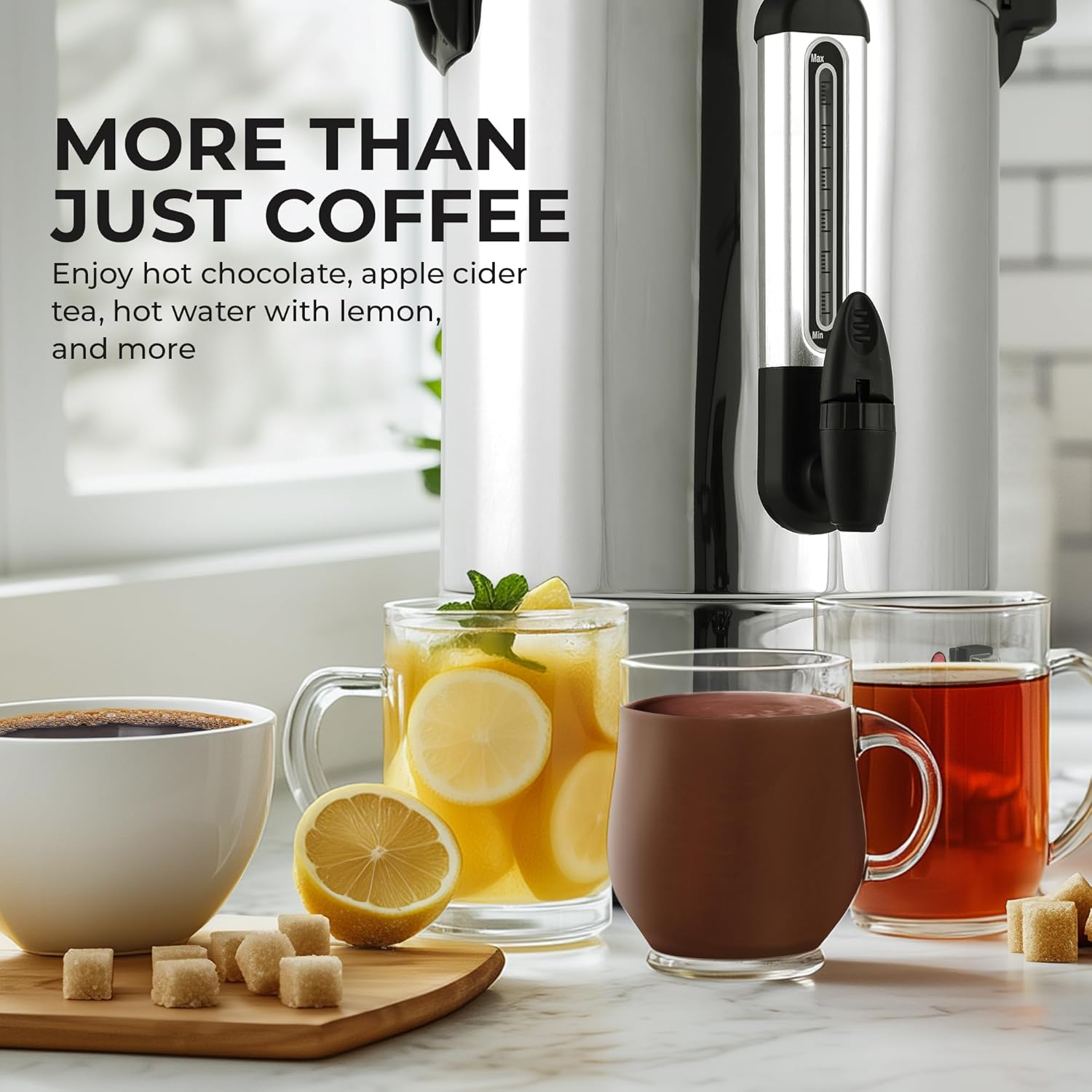 Zulay Kitchen 50-Cup Commercial Coffee Maker - Double-Wall Stainless Steel Percolator for Events & Catering - Silver