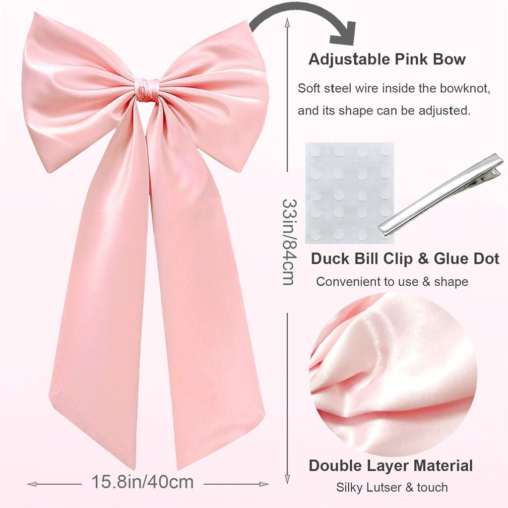 Skiennix Large Pink Bow - Elegant Ribbon Décor for Baby Showers & Weddings | Perfect for Parties