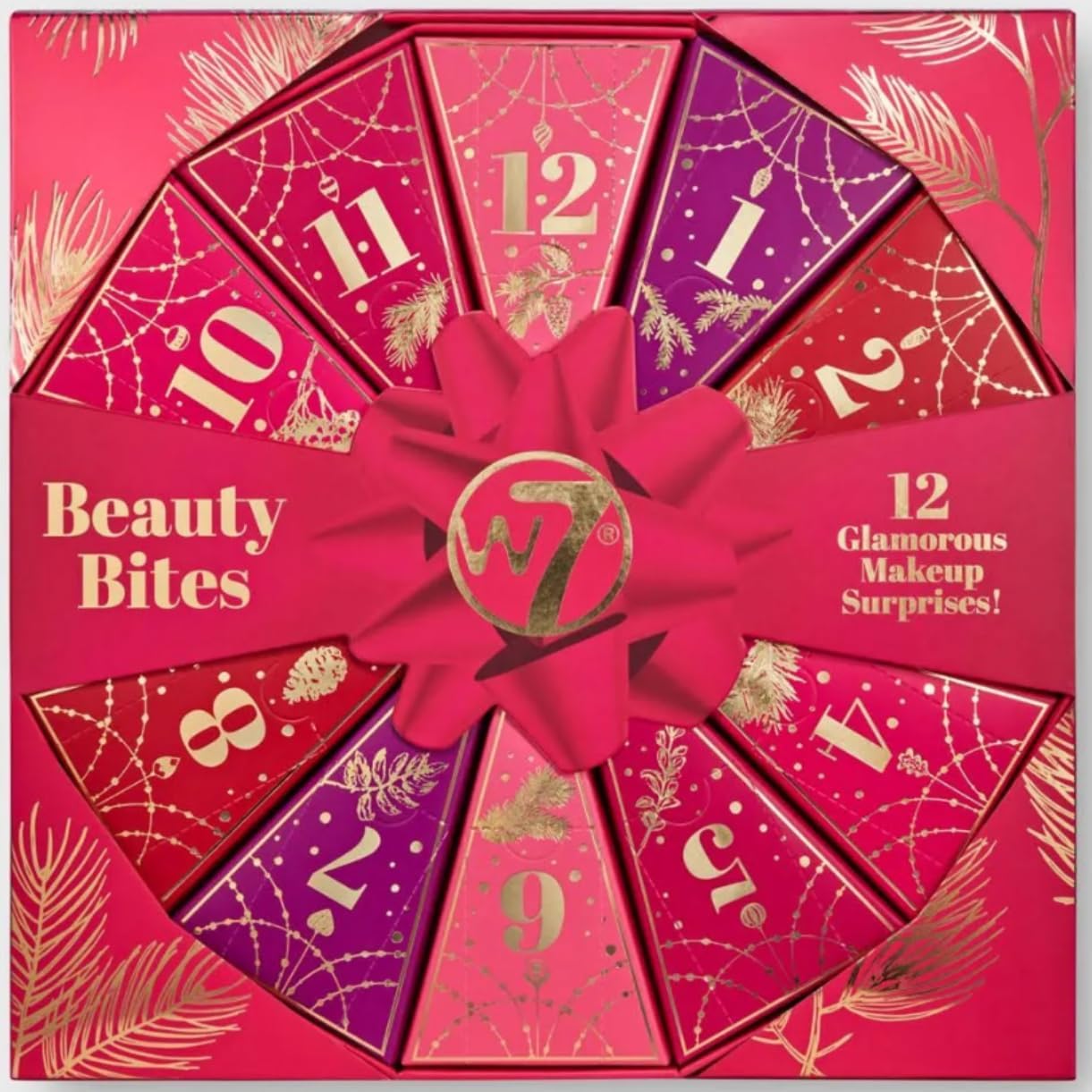 W7 Beauty Bites 12-Day Advent Calendar - Festive Makeup Surprises in Pink