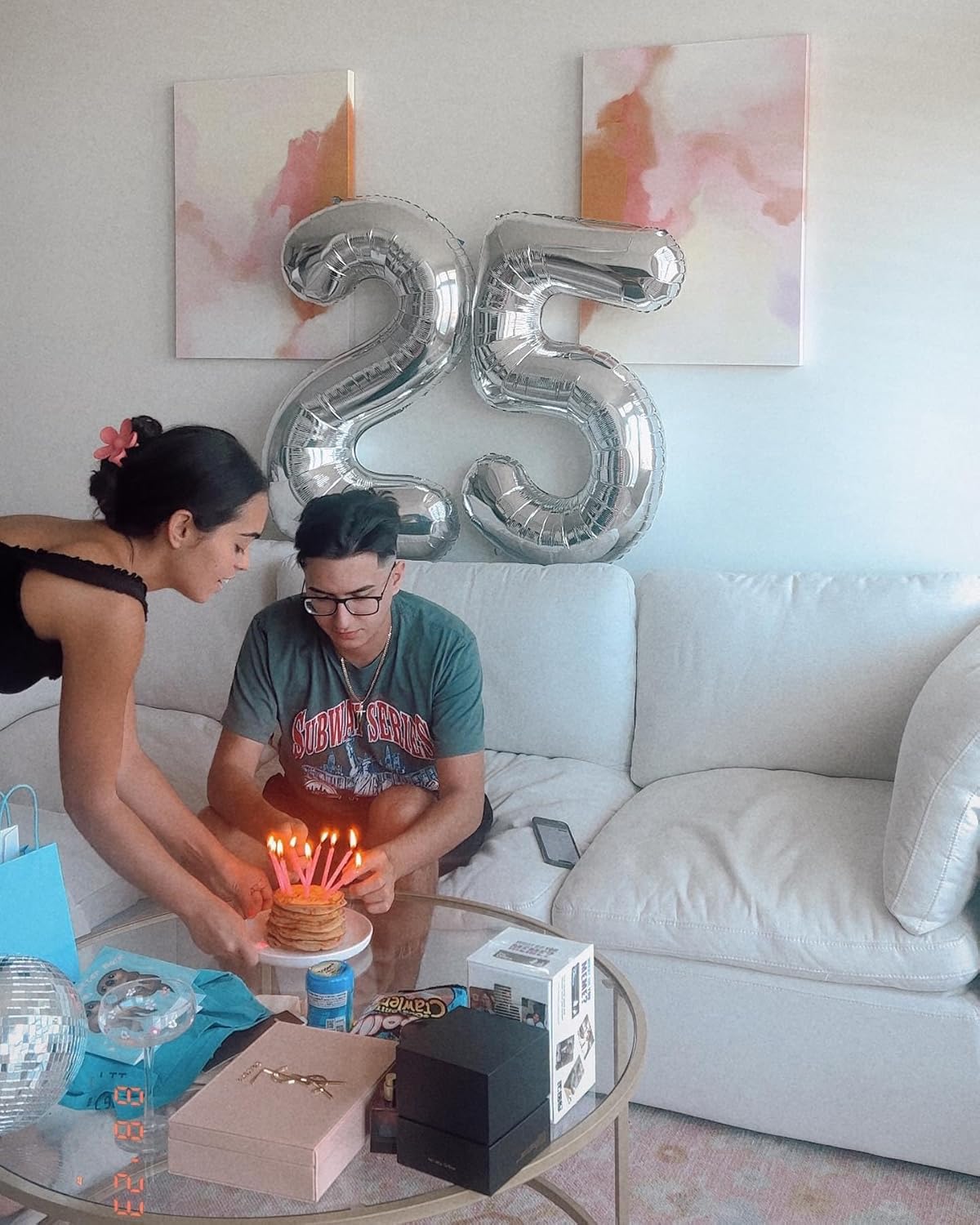 Silver Number 25 Balloon - 40 Inch Metallic 25th Birthday Decoration for Men & Women