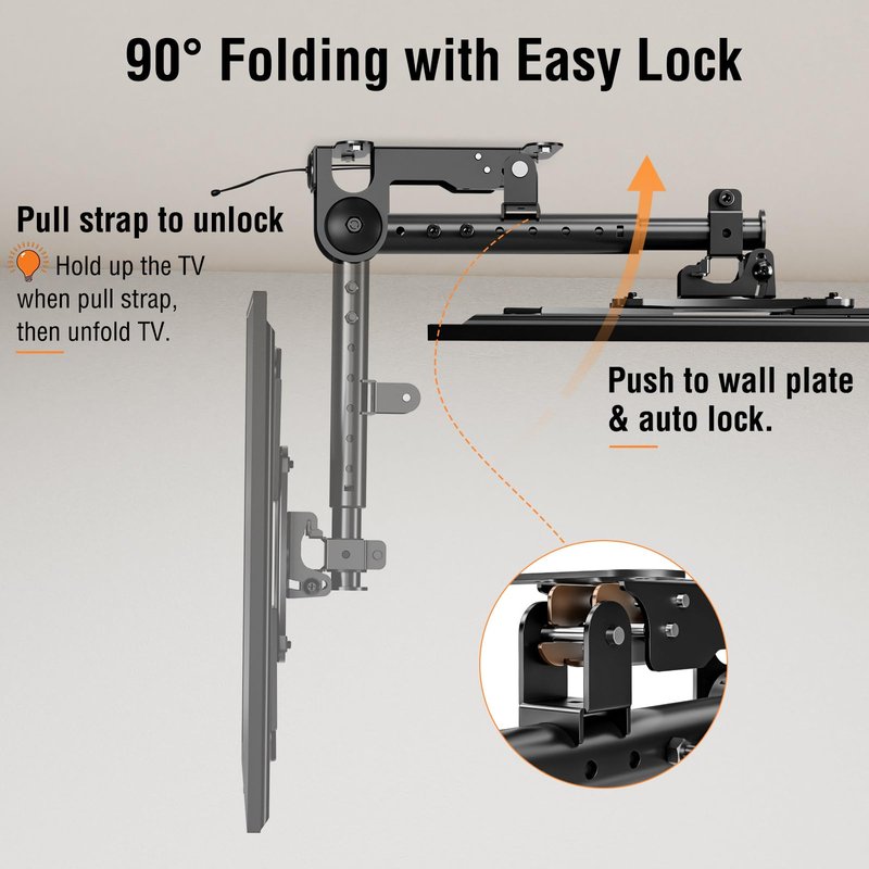 ELIVED Flip Down Ceiling TV Mount for Most 14-40 Inch TVs, Floding TV Mount for Flat and Pitched Roof, Height Adjustable Full Motion tv Bracket 360° Swivel, Max VESA 200x200mm, up to 22 Lbs, YD3030