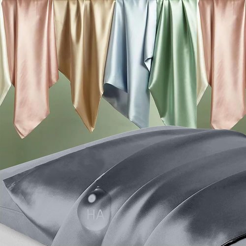 Mulberry Silk Pillowcase - Standard Size | Luxurious Silk for Hair & Skin | Space Grey with Zipper