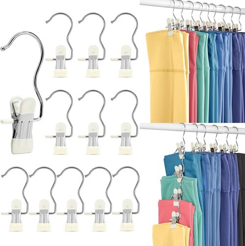 HOUSE DAY Legging & Yoga Pants Hangers - 20 Pack Space-Saving Clips for Closet Organization | Ivory