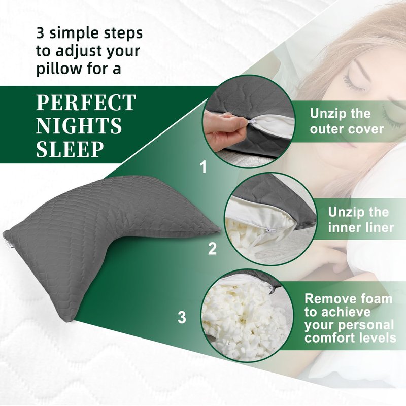 CHxxy Side Sleeper Pillow for Neck and Shoulder Reilef, Ergonomic Design Medium Firm Pillow, Queen Size Bed Pillows for Sleeping, Cross Cut Memory Foam Pillows for Back, Stomach and Side Sleepers