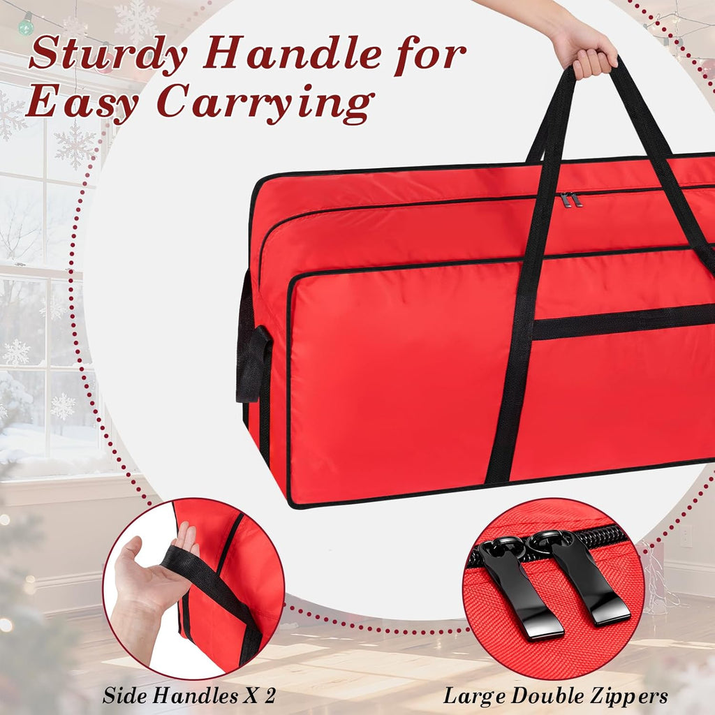 Skiennix Heavy Duty Christmas Tree Bag - 7.5 FT with Dual Zippers & Reinforced Handles | Large Red Capacity