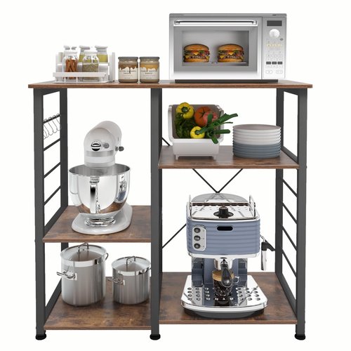 soges Baker's Shelves, Kitchen Shelves, Standing Shelves, Microwave Holder, Baker's Shelves, Household Shelving with 3 Shelves, Multifunctional Kitchen Shelving Storage Side Trolley, Rustic Brown
