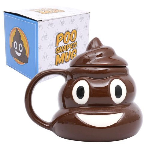 Funny Ceramic Poop Coffee Mugs 16oz - Unique Coffee Mugs with Lid And Handle, Big Cute Novelty Desk Cup for Office Adults & White Elephant Gifts