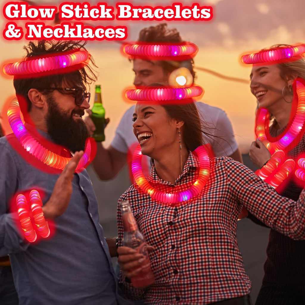 Regine Switzerland Glow Sticks - 12-24 PCS Red Graduation Party Favors | Light Up Bracelets & Necklaces