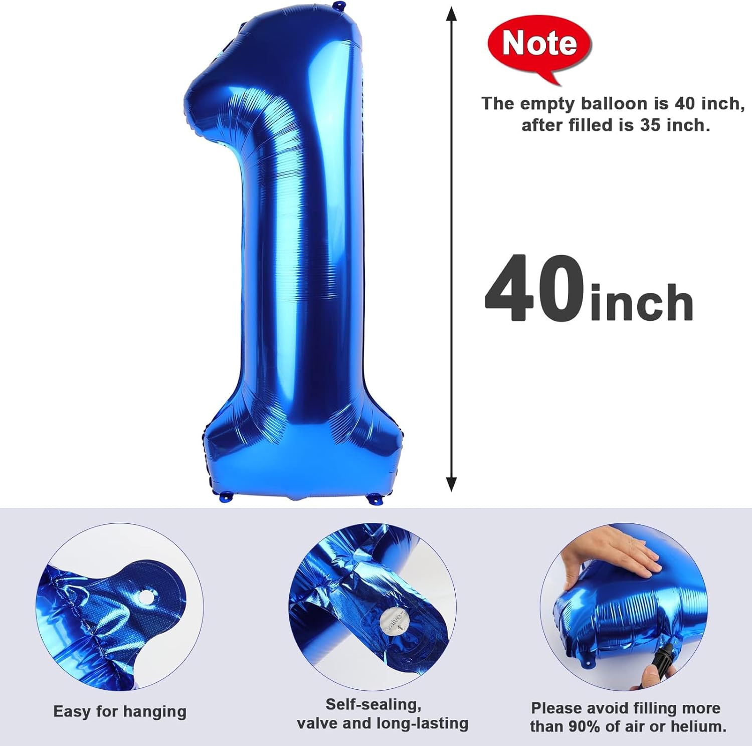 Skiennix 14 Balloon Numbers - Large Dark Blue 40 Inch Foil Balloons for Birthdays & Weddings