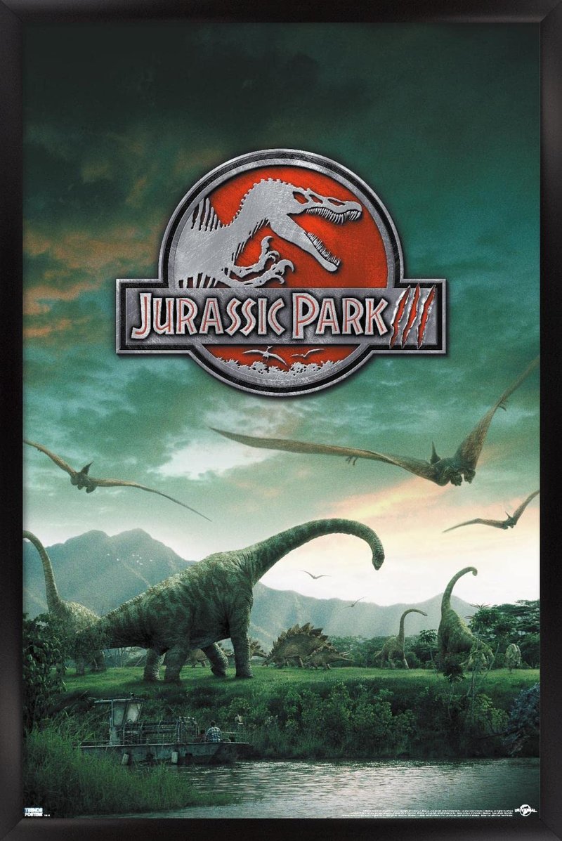 Trends International Jurassic Park 3 - Dinosaurs Wall Poster, 14.725" x 22.375", Black Framed Version