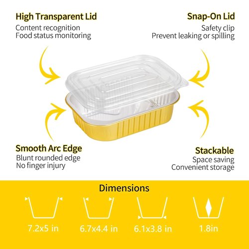 Heavy Duty Aluminum Pans by [Brand Name] - 40 Pack Disposable 25 Oz Containers with Lids | Perfect for Baking, Meal Prep & Takeout