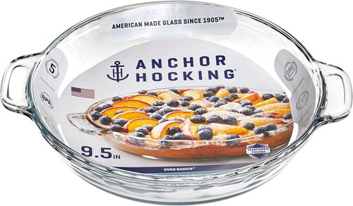 Anchor Hocking 9.5-Inch Deep Pie Plate - Clear Glass Design for Perfect Baking Results