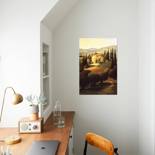 ART.COM Wall Art Prints Green Hills of Tuscany II by Max Hayslette, Scenic Decor, 16" x 24"