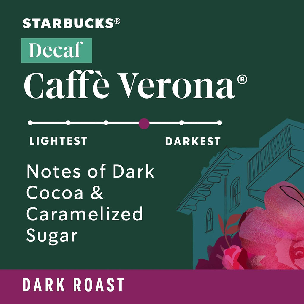 Starbucks Ground Coffee - Decaf Caffè Verona, Dark Roast for Hot or Iced Coffee | Six 12 oz Bags