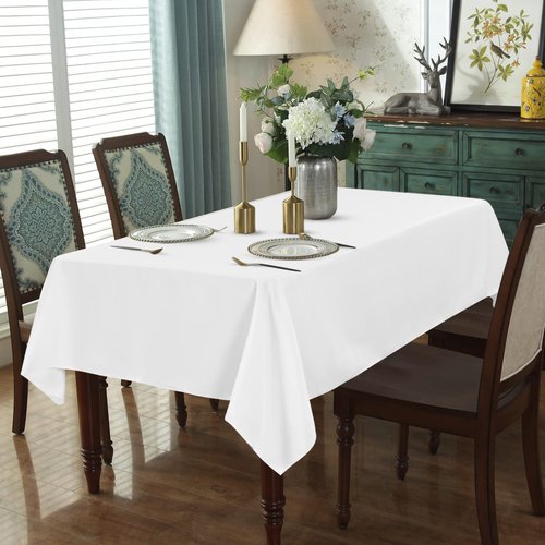 6 Pack 60 x 126 Inch Tablecloth, White Polyester Tablecloth for 8 Ft Rectangle Tables, Stain and Wrinkle Resistant Washable Fabric Table Cover for Wedding Party Dining Buffet Parties or Camping