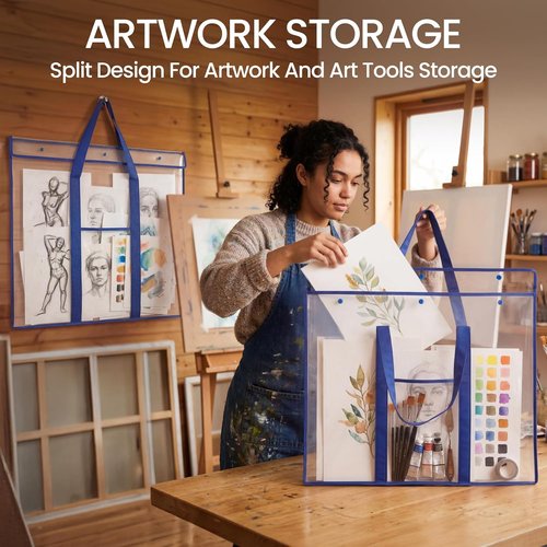 GAMENOTE Large Poster Storage Bags - 2 Pack Art Portfolio Holders for Classroom Organization (31.5"×25.5")