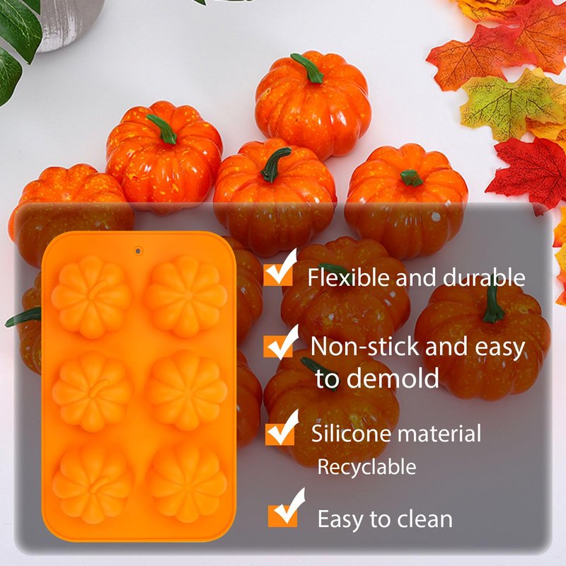 3 Pack Halloween Pumpkin Chocolate Mold, 3D Autumn Harvest Theme Pumpkin Silicone Mould Thanksgiving Cake Pan Fall Soap Molds for Muffin Pudding Mousse Candy Cupcake Jelly Baking Home Decor