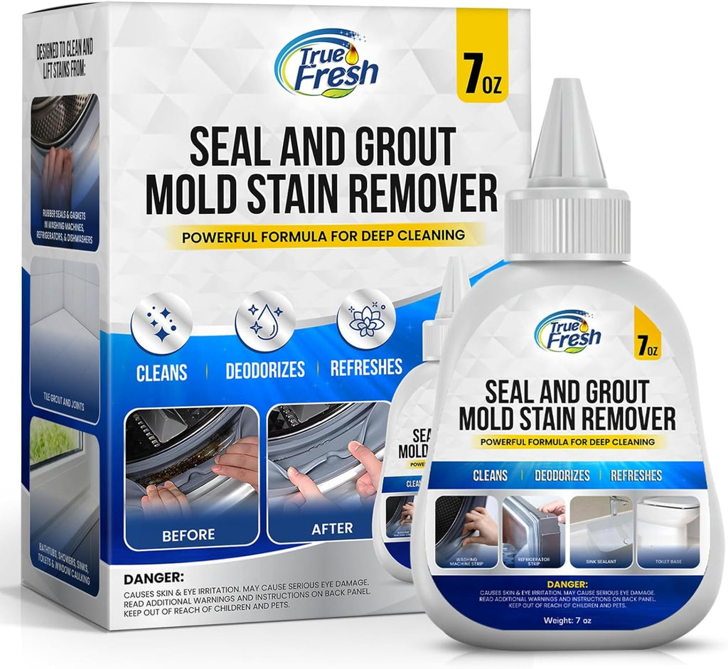True Fresh Heavy Duty Mold Stain Remover Gel - Powerful Cleaner for Washing Machine Seals & Grout - 7 oz