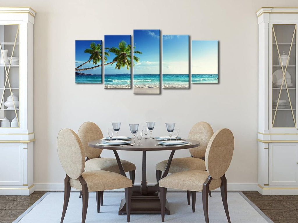 Wieco Art 5 Panels Ocean Canvas Wall Art - Stunning Blue Sea Seascape Decor for Living Room & Hotel