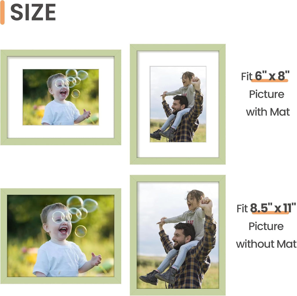 Upsimples 8.5x11 Picture Frame - Versatile Display for 6x8 or 8.5x11 Photos - Green, 1 Pack