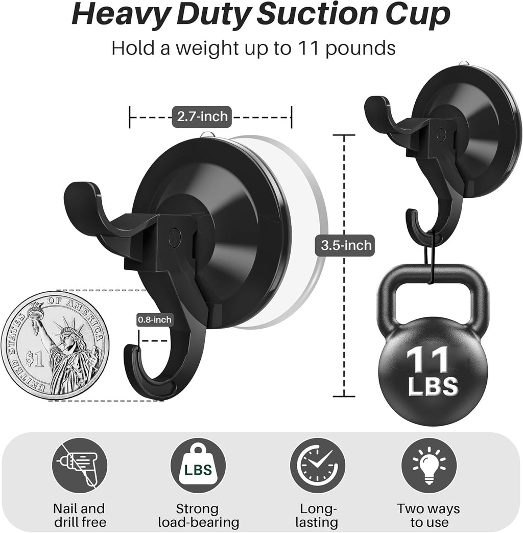 Skiennix Wreath Door Hanger - Heavy Duty Suction Cup Hooks | Removable Holders for Front Door & Window, 11 Lbs Capacity