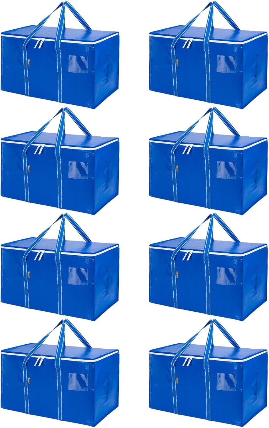 BALEINE Heavy-Duty Moving Bags - 8-Pack Oversized Storage Totes with Reinforced Handles | Royal Blue