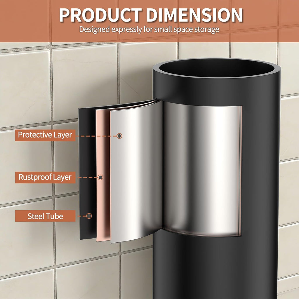 Skiennix 3-Tier Over The Toilet Storage | Freestanding Metal Bathroom Shelves - Space Saver (Black)