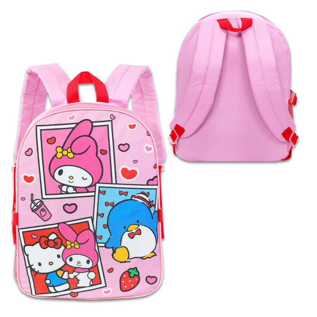 Sanrio Backpack with Lunch Box Set - Bundle of 16" Hello Kitty and Friends, My Melody, Tuxedo Sam Backpack, Lunch Bag, Bottle, Tattoos, More