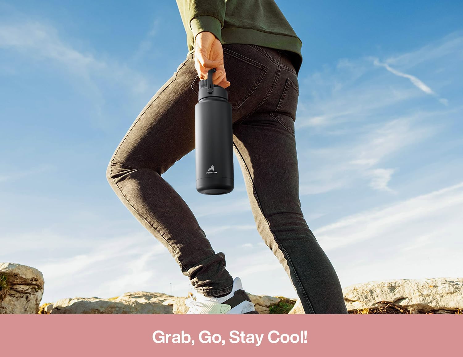 POWCAN 32 oz Insulated Water Bottle - 2-in-1 Straw & Spout Lid, Leak-Proof, BPA-Free, Perfect for Sports & Travel (Bow Crush)
