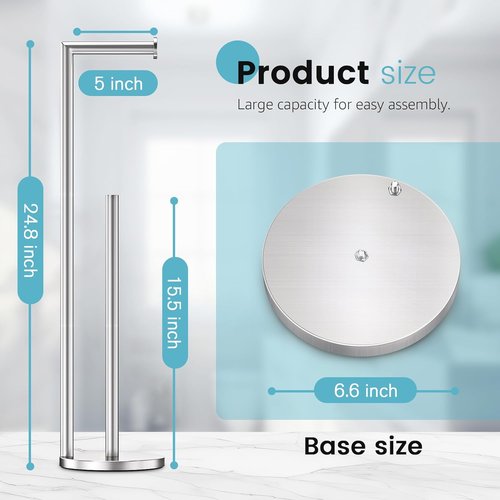Brushed Nickel Toilet Paper Holder Stand | Rustproof Free-Standing Design for 4 Rolls