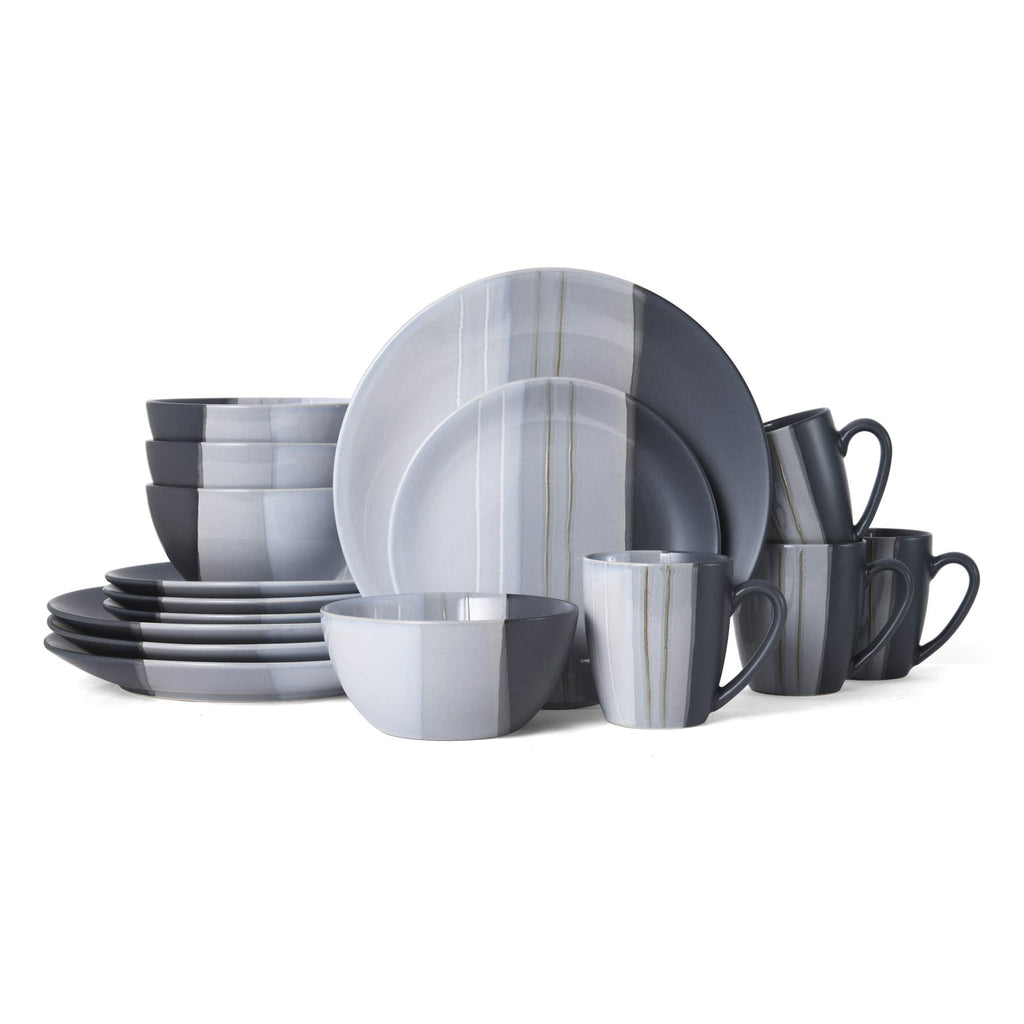 Pfaltzgraff Parker Gray 16 Piece Dinnerware Set, Service for 4, Gray