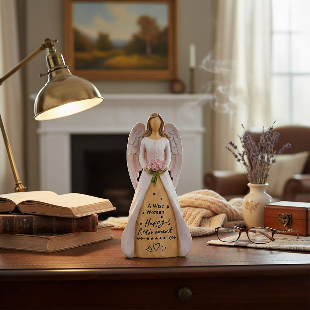 NAN ZAI NAN FANG Retirement Gifts for Women | Funny Hand-Painted Angel Figurine - 5.5" Personalized Gift for Coworkers, Teachers, Nurses & Friends