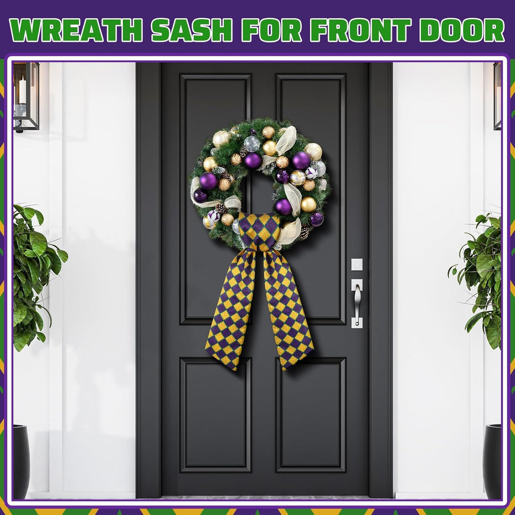 VitalCozy Carnival Wreath Sash - Satin Embroidery Monogram Ribbon for Indoor/Outdoor Decor