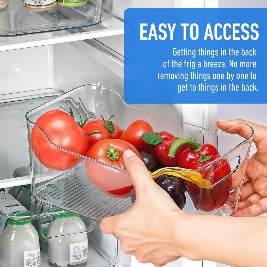 12 Pcs Clear Plastic Storage Bins, Multi-Use Organization and Storage Containers for Pantry, Cabinet, Refrigerator, Freezer, Bathroom, Organizer Bins for Home & Kitchen