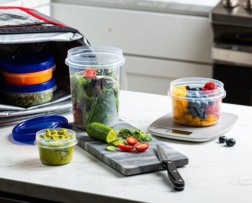 ELEGANT DISPOSABLES Twist Top Deli Containers Food Storage Containers Blue Screw on Lid Reusable Stackable Leakproof Airtight, pack of 10-16 oz containers