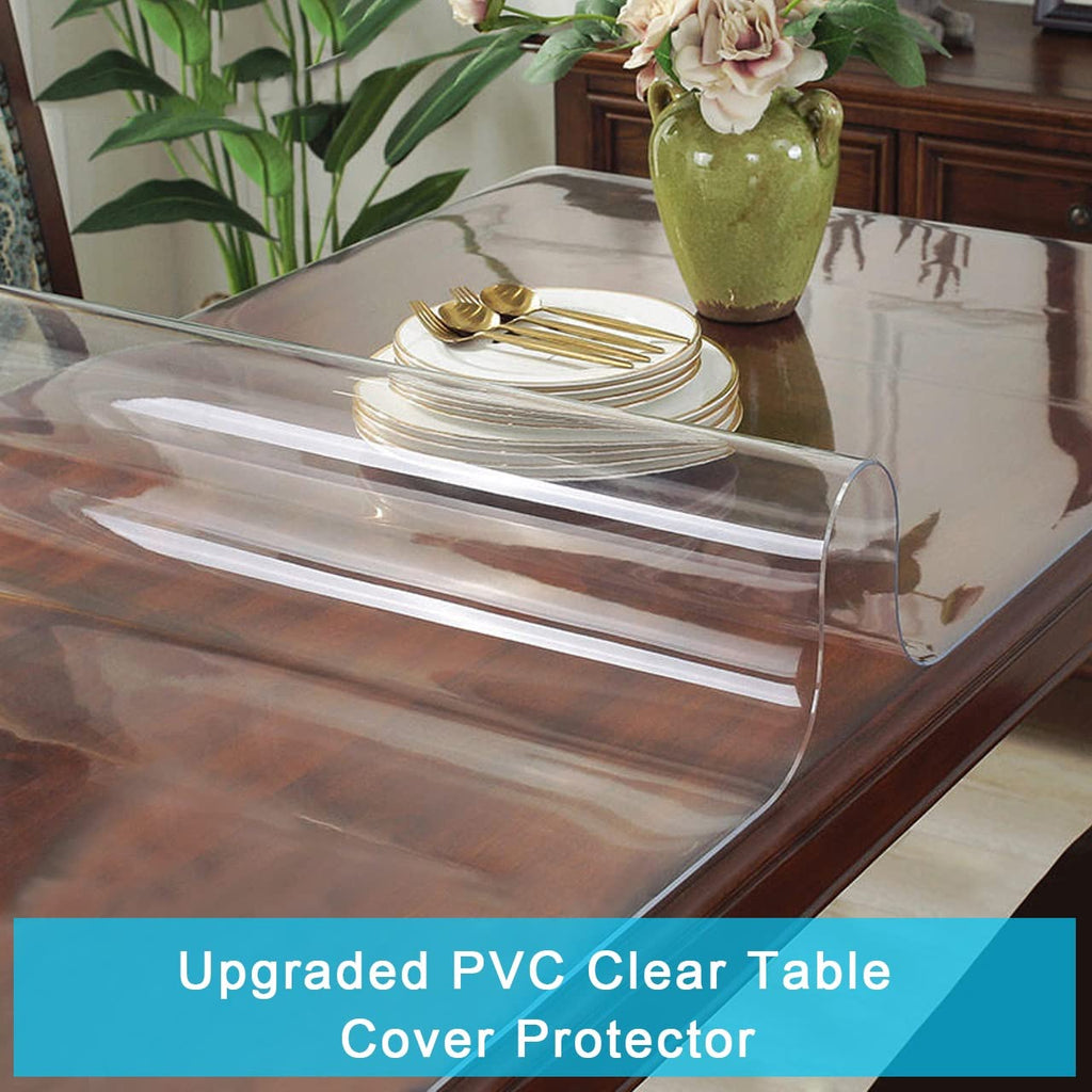 34x72 Wedding Buffet Table Cover Protector Clear Plastic PVC Desk Cloth Meeting Table Pad Mat for Wood Coffee Glass Dining Patio Picnic Tabletop Kitchen Countertop Protective Waterproof Non-slip Vinyl