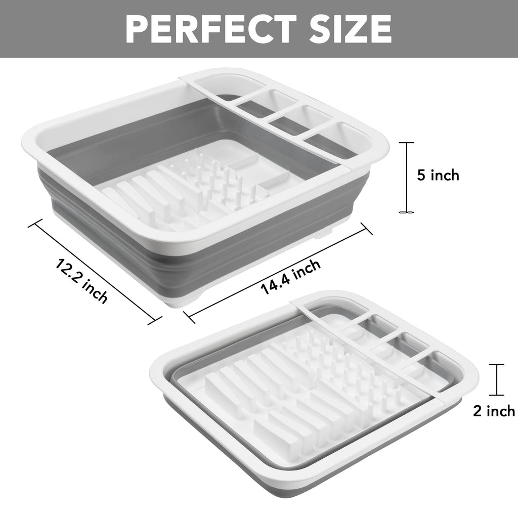 Tiawudi Collapsible Dish Drying Rack, Pop Up Dinnerware Drainer, Portable Plate Organizer for Kitchen RV Campers Travel Trailer, Space Saving Kitchen Storage Tray
