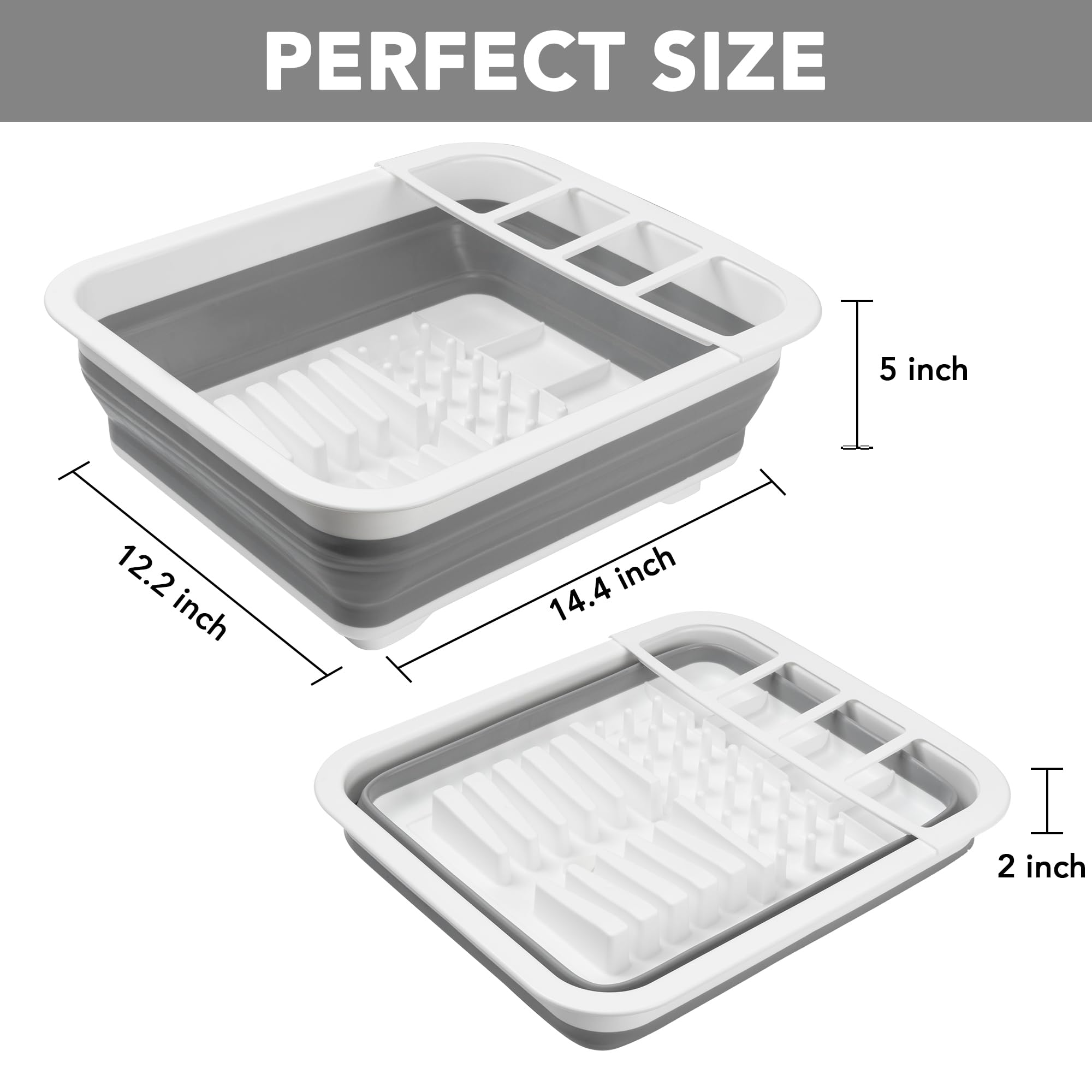 Tiawudi Collapsible Dish Drying Rack, Pop Up Dinnerware Drainer, Portable Plate Organizer for Kitchen RV Campers Travel Trailer, Space Saving Kitchen Storage Tray