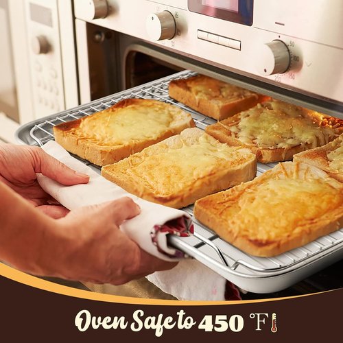 E-far Stainless Steel Baking Sheet Set - 20”x14” Cookie Pan with Cooling Rack | Dishwasher Safe