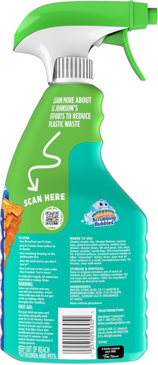 Scrubbing Bubbles All-Purpose Cleaner - Fast-Acting Foam for Limescale & Grime | 32oz Spray