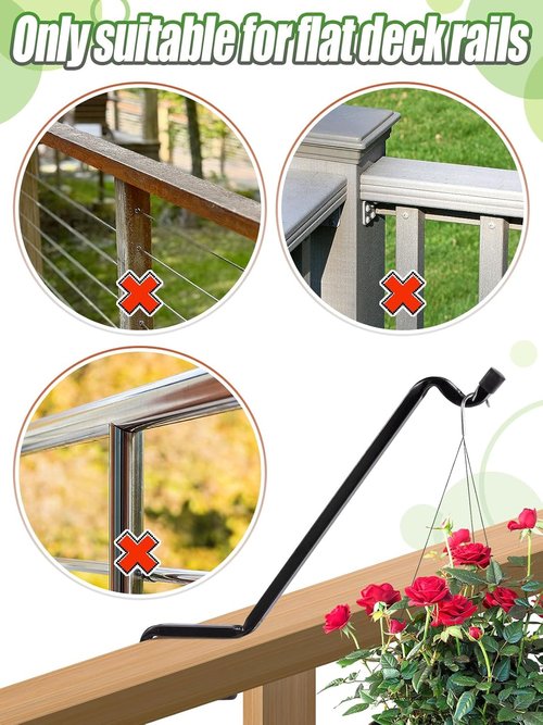 Biubee 4 Pack Deck Bird Feeder Hanger - Durable Metal Plant Hanger for 2" x 4" & 2" x 6" Railings