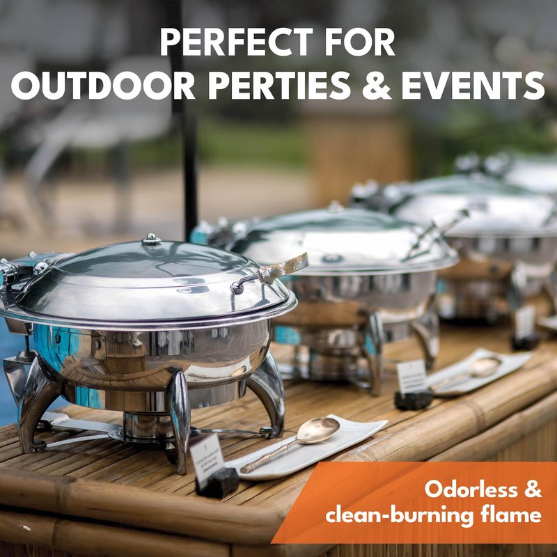 Superior Trading Co. Chafing Fuel Cans, Up to 6 Hour Food Burners for Parties, Smokeless, Resealable, Indoor Outdoor Catering & Food Service, 24 Pack