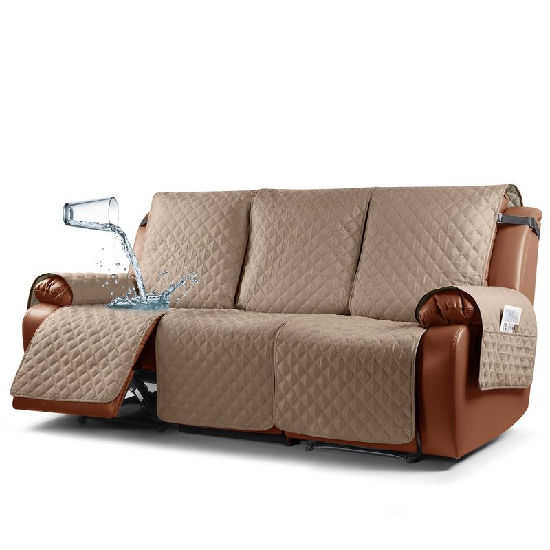 Ruaozz Waterproof Recliner Couch Covers 3 Seater，Light Brown