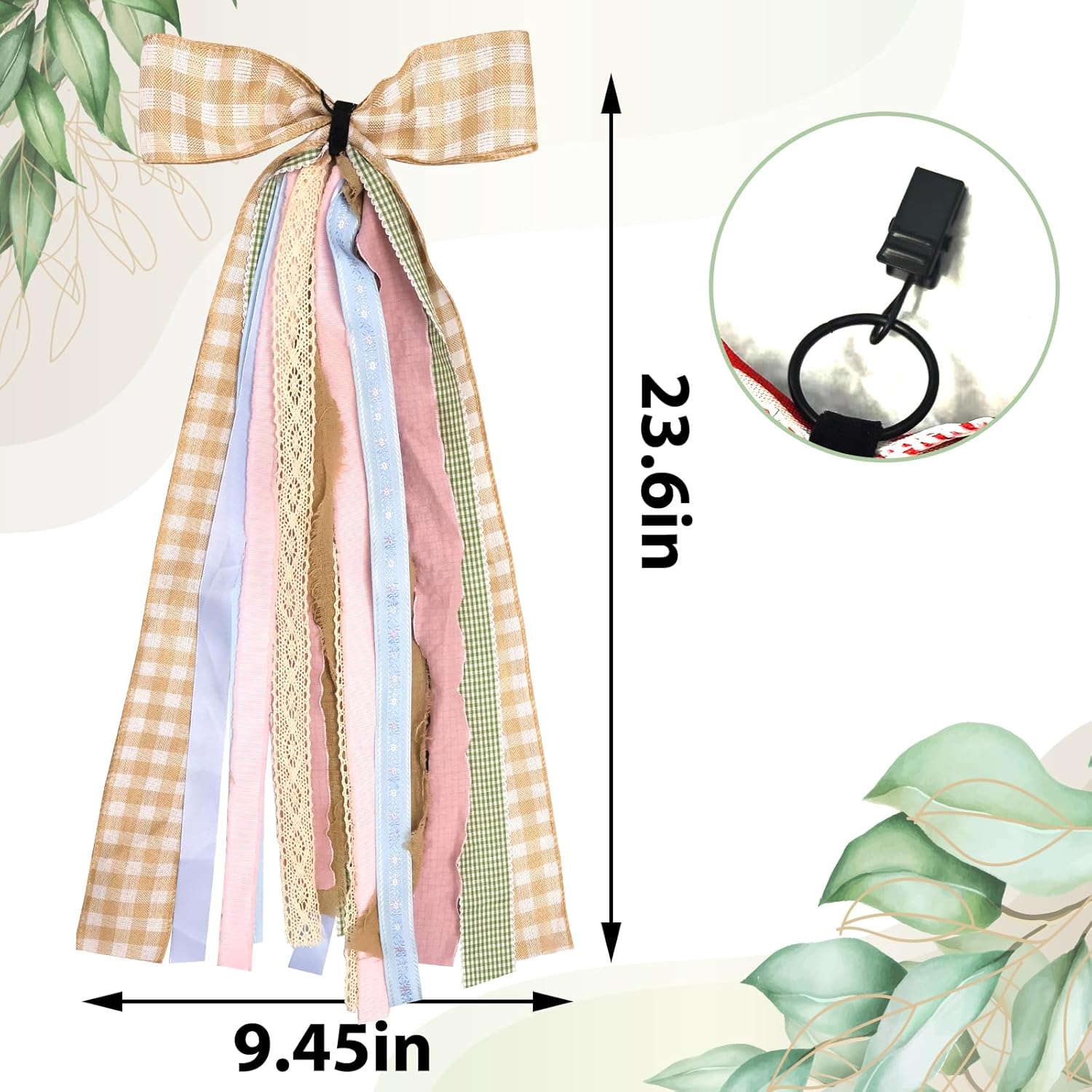 Skiennix Large Fall Ribbons Bow - Assorted Orange & White Buffalo Plaid Fabric Set for Thanksgiving Decor