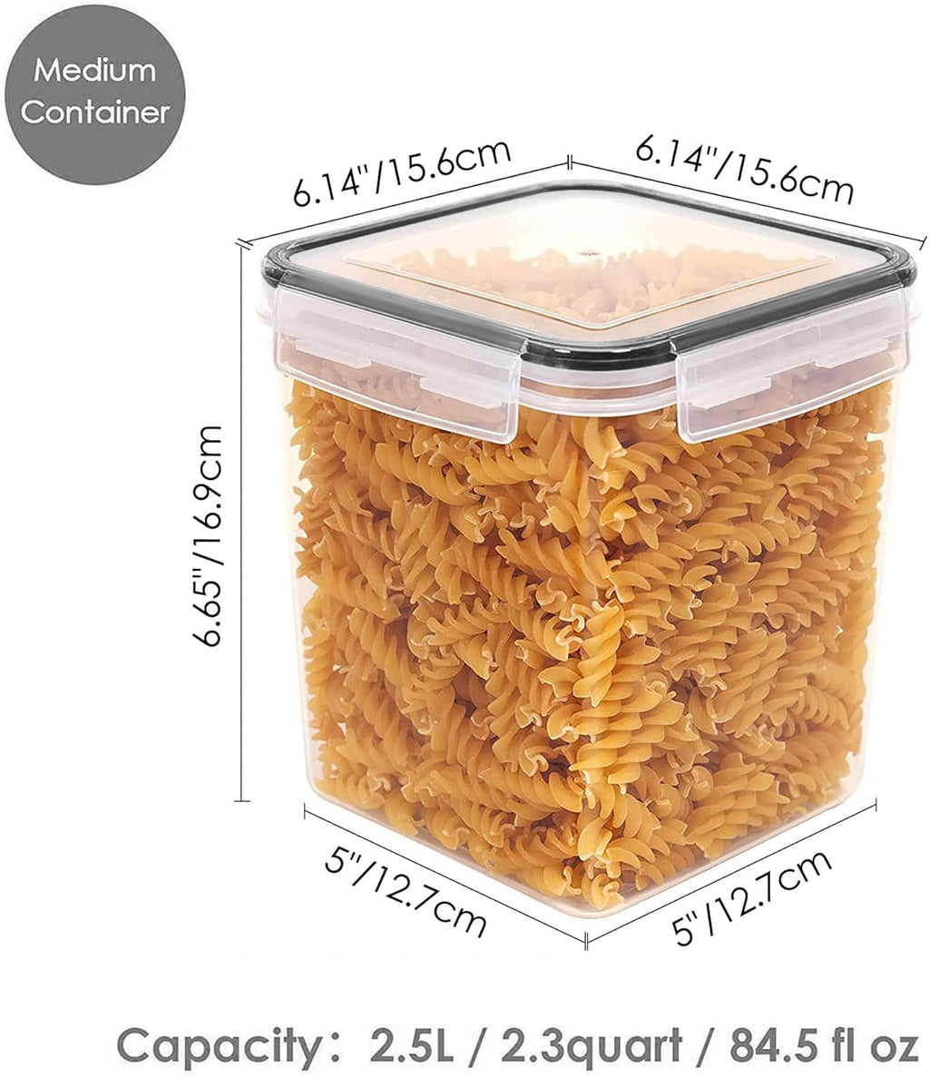 Vtopmart Food Storage Containers - 2.5L BPA-Free Airtight Canisters with Measuring Cups & Labels | Black, 4-Pack
