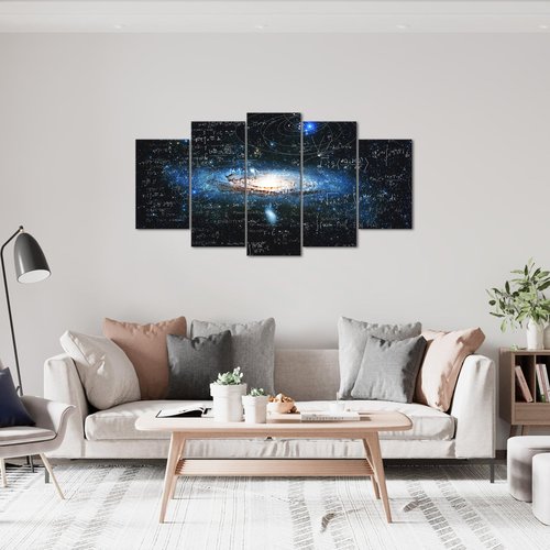 Canvbay Space Universe Canvas Wall Art Nebula Galaxy with Physical and Mathematical Formulas Picture Prints Outer Space Cosmic Cloud Landscape Artwork Framed Decor for Boys Modern Home Living Room