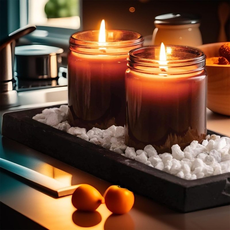 ELAORY 8 Oz Glass Jars with Lids,12 Pack Amber Glass Jars with Lids, Small Canning Jar, Candle Jars for Making Candles, Food Storage, Spices, Herbs, Homemade Cosmetics, Leak Proof & Dishwasher Safe