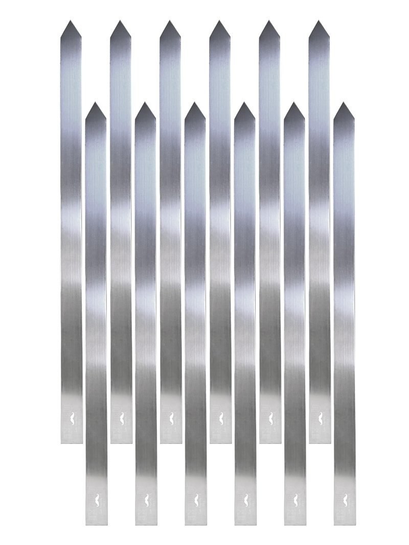 Muru Skewers - The Original Kabob Skewers, 304 Stainless Steel 1.25" Thick for Even Cooking - Heavy-Duty BBQ Koobideh Kabob, Reusable & Easy to Clean (12)