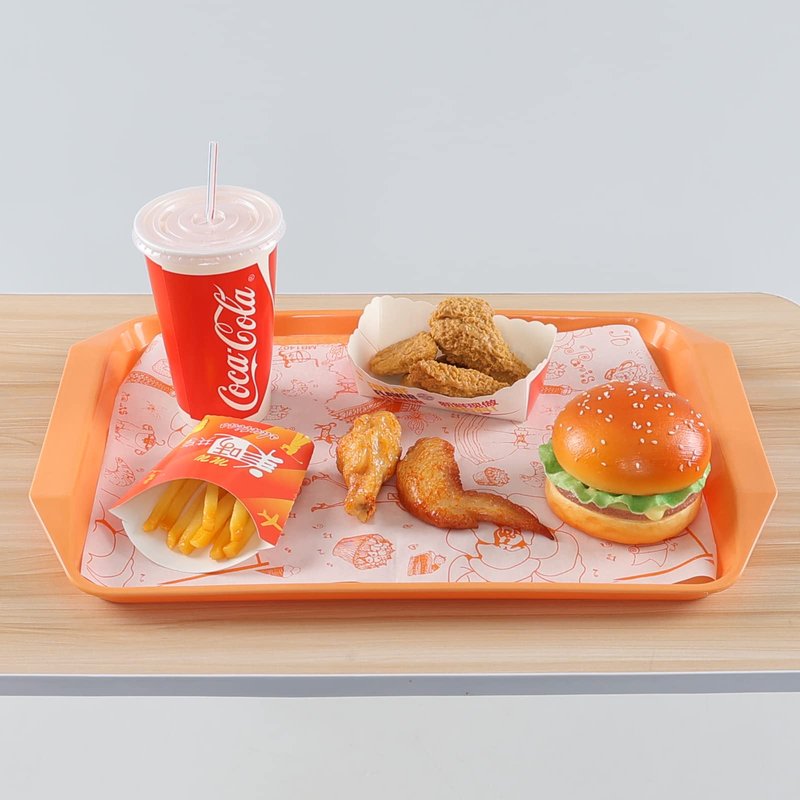 Leendines Plastic Fast Food Serving Trays, 6 Packs Colored Cafeteria Trays